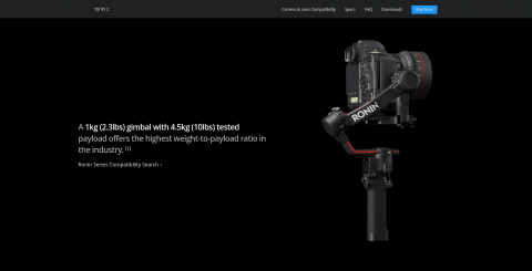 dji rs 2 camera gimbal best payload to weight ratio marketing claim